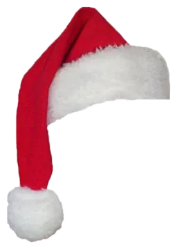 a red and white santa hat on a white background