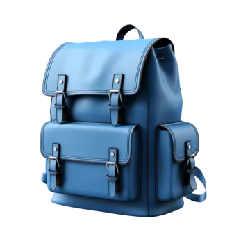 a blue backpack on a white background