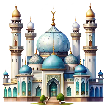 a mosque with domes and minas