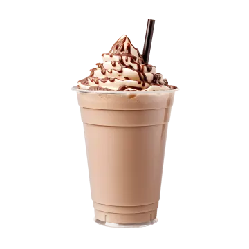 a cup filled with chocolate and topped with whipped