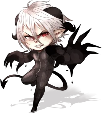 an anime character with white hair and black eyes