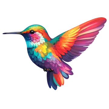 a colorful humming bird flying in the sky