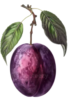 an illustration of a plum on a white background