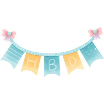 a watercolor illustration of a happy birthday banner