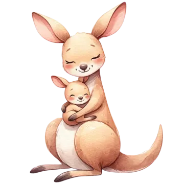 a mother kangaroo and her baby