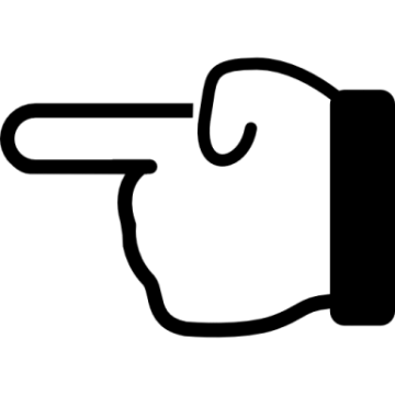 a black and white hand pointing to the right