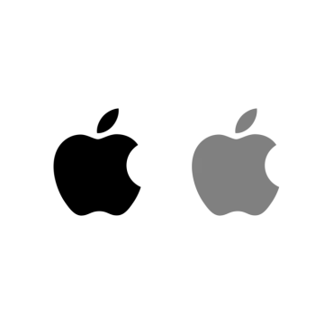 an apple logo and a white background
