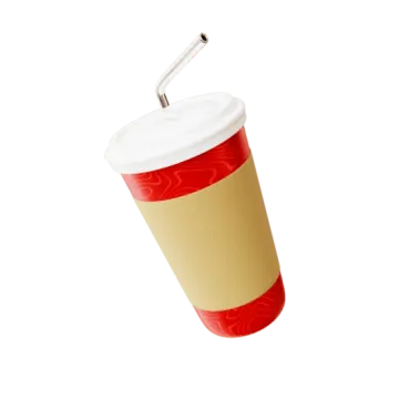 a paper cup with a straw sticking out of it