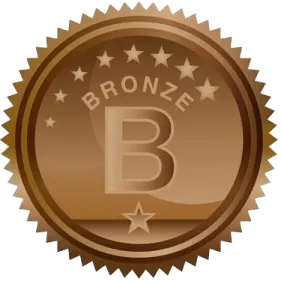 a bronze medal with the letter b on it