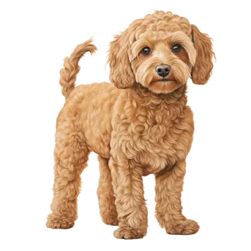 a small brown dog standing on a white background