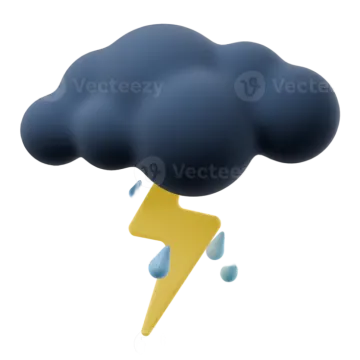 a black cloud with a yellow lightning on it
