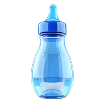 a blue baby bottle on a white background
