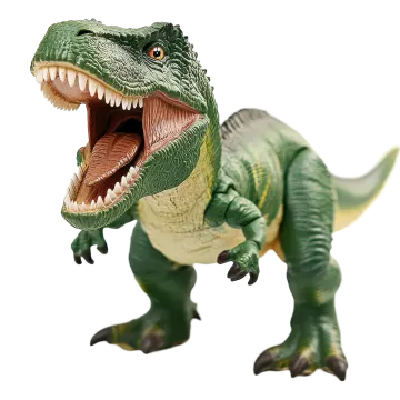 a toy dinosaur with its mouth open