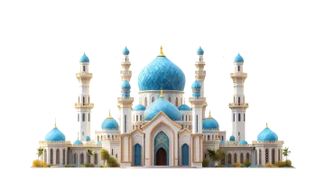 a large white building with blue domes