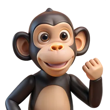 a cartoon monkey with his hands in the air