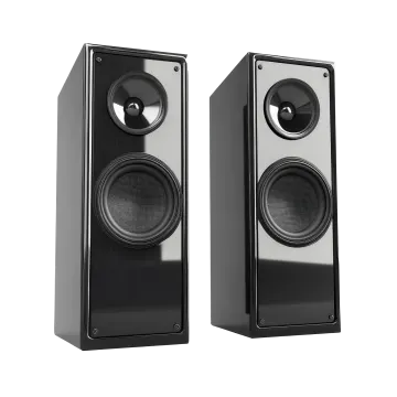 a pair of speakers on a white background