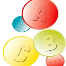 three pills with the letters a, b and c on them