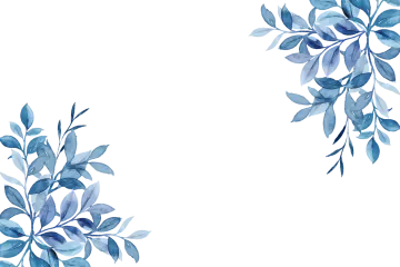 a watercolor painting of blue leaves