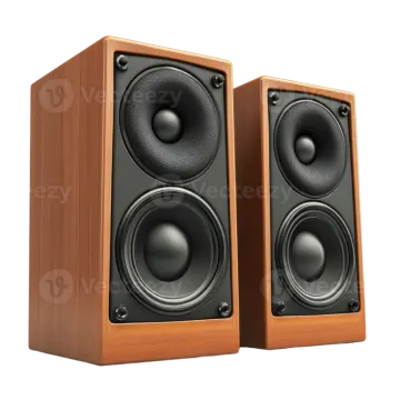 two speakers on a white background