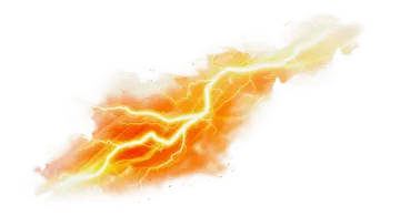 an orange and yellow lightning on a white background