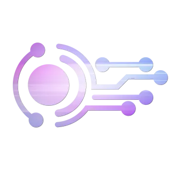 a purple and blue icon with a white background