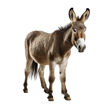 a donkey standing on top of a white surface