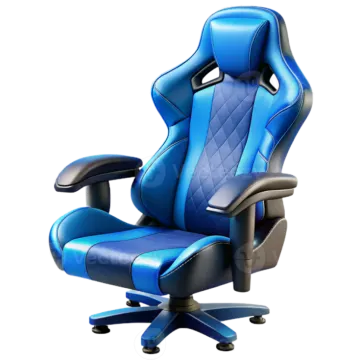 a blue gaming chair on a white background