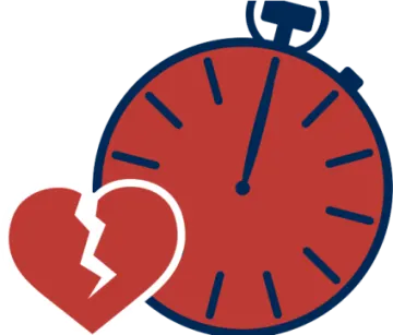 a clock with a broken heart on it