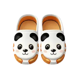 a pair of shoes with a panda face on them