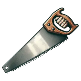 a hand saw with a wooden handle