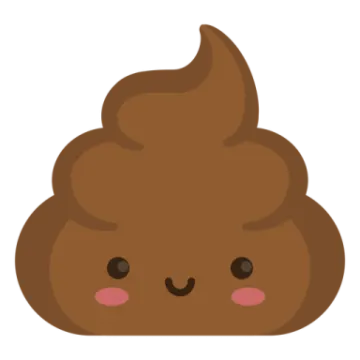 a brown poo with pink cheeks