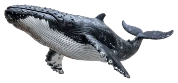 a black and white whale jumping out of the water