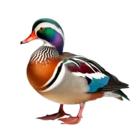 a mandarin duck on a white background