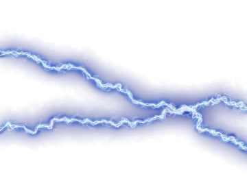 a blue lightning bolt on a white background
