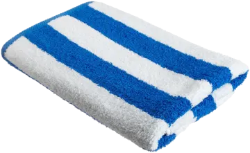 a blue and white striped towel
