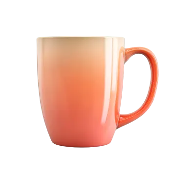 an orange and white mug on a white background