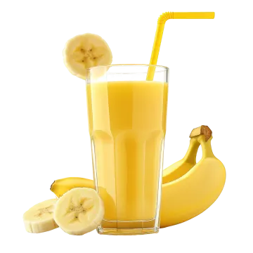 a banana and a glass of orange juice