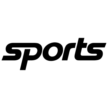 a black and white logo with the words sports