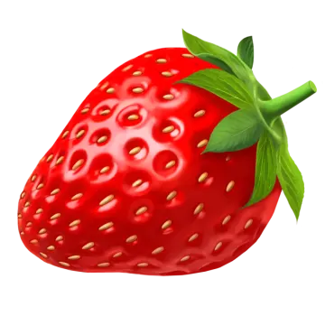 a red strawberry with green leaves on it