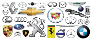 a bunch of car logos on a white background
