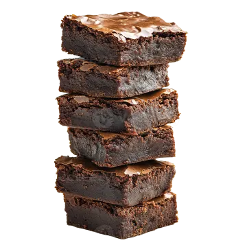 a stack of brownies on a white background