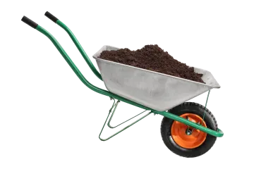 a wheelbar with soil in it