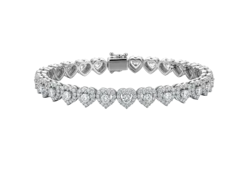 a white gold bracelet with heart shaped diamonds