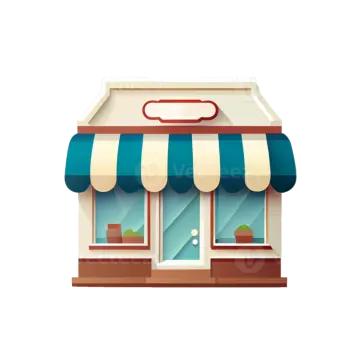 an illustration of a store with aws on the front