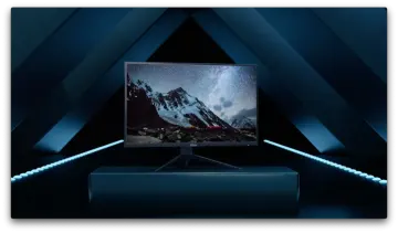 a tv on display in a dark room