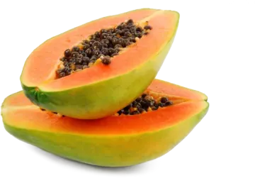 a papa papa with seeds cut in half