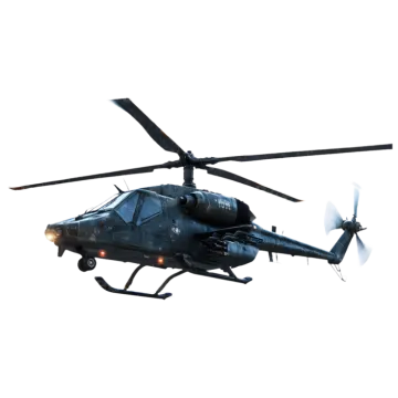 a black helicopter flying in the sky