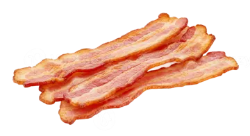 sliced bacon on a white background