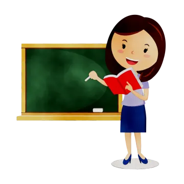 a woman standing in front of a blackboard