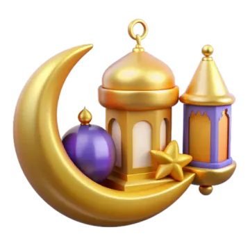 a golden crescent with a candle and a star on it